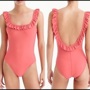 NTW Jcrew Ruffle Scoop neck One-piece Swimsuit